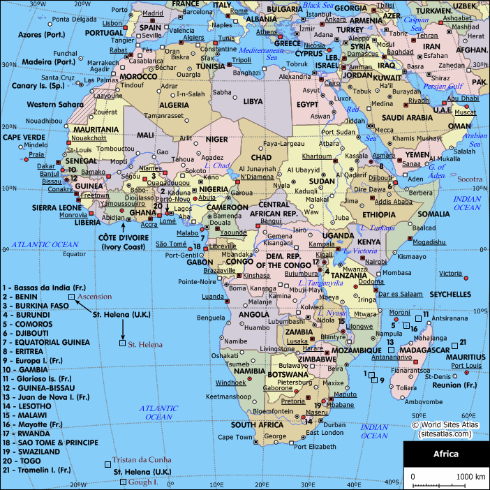 Map of cities in Africa