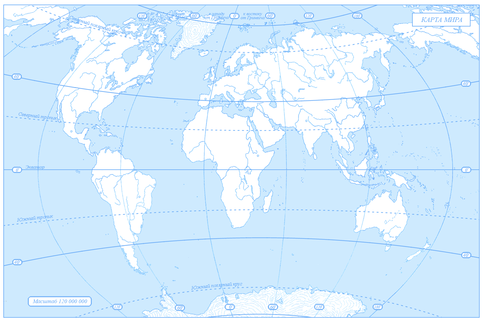 Contour map of the world