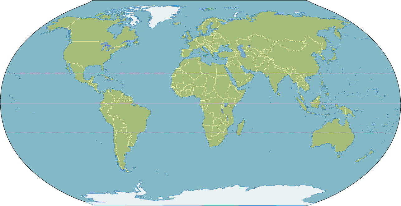 Contour map of the world