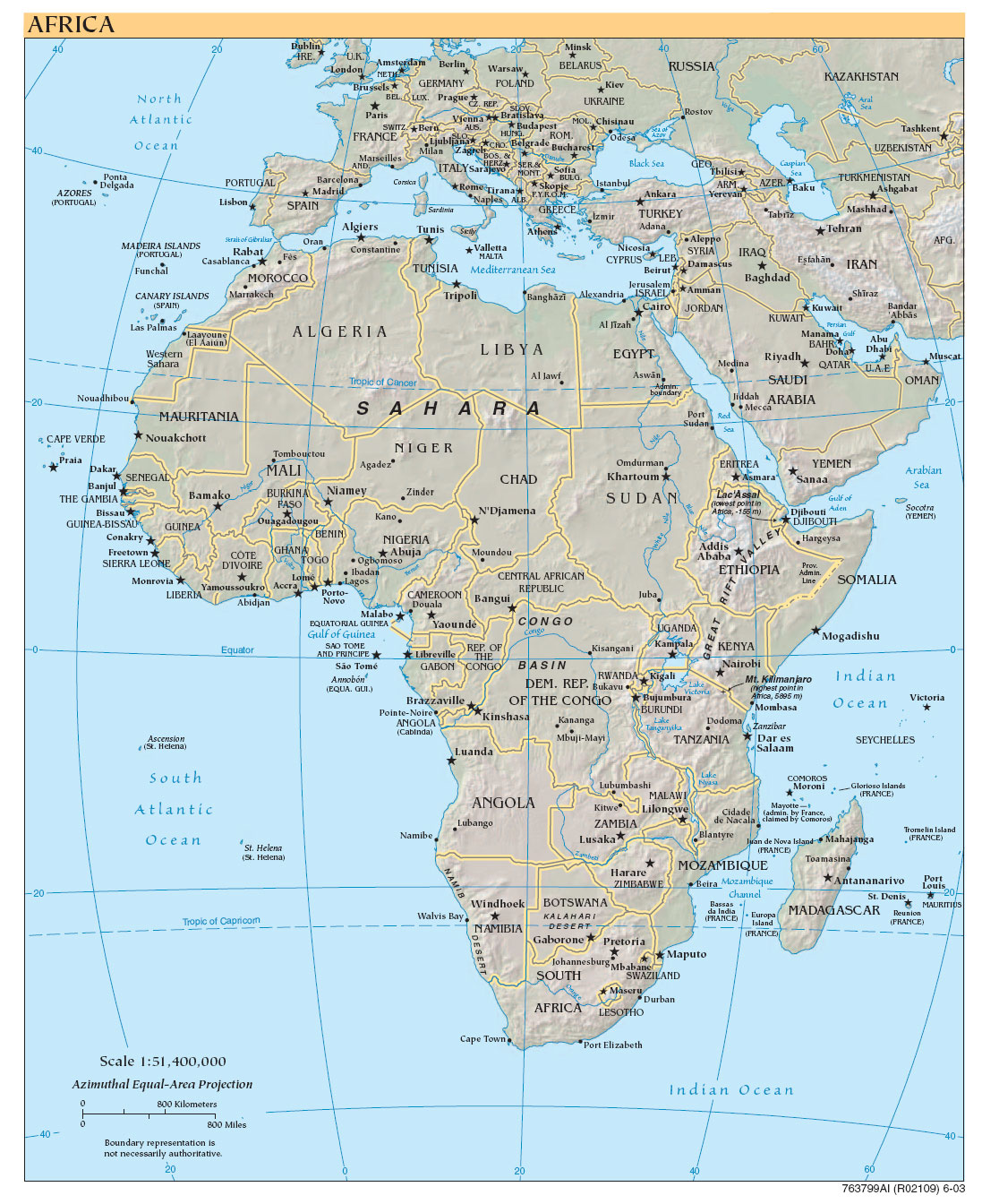 Geographic map of Africa