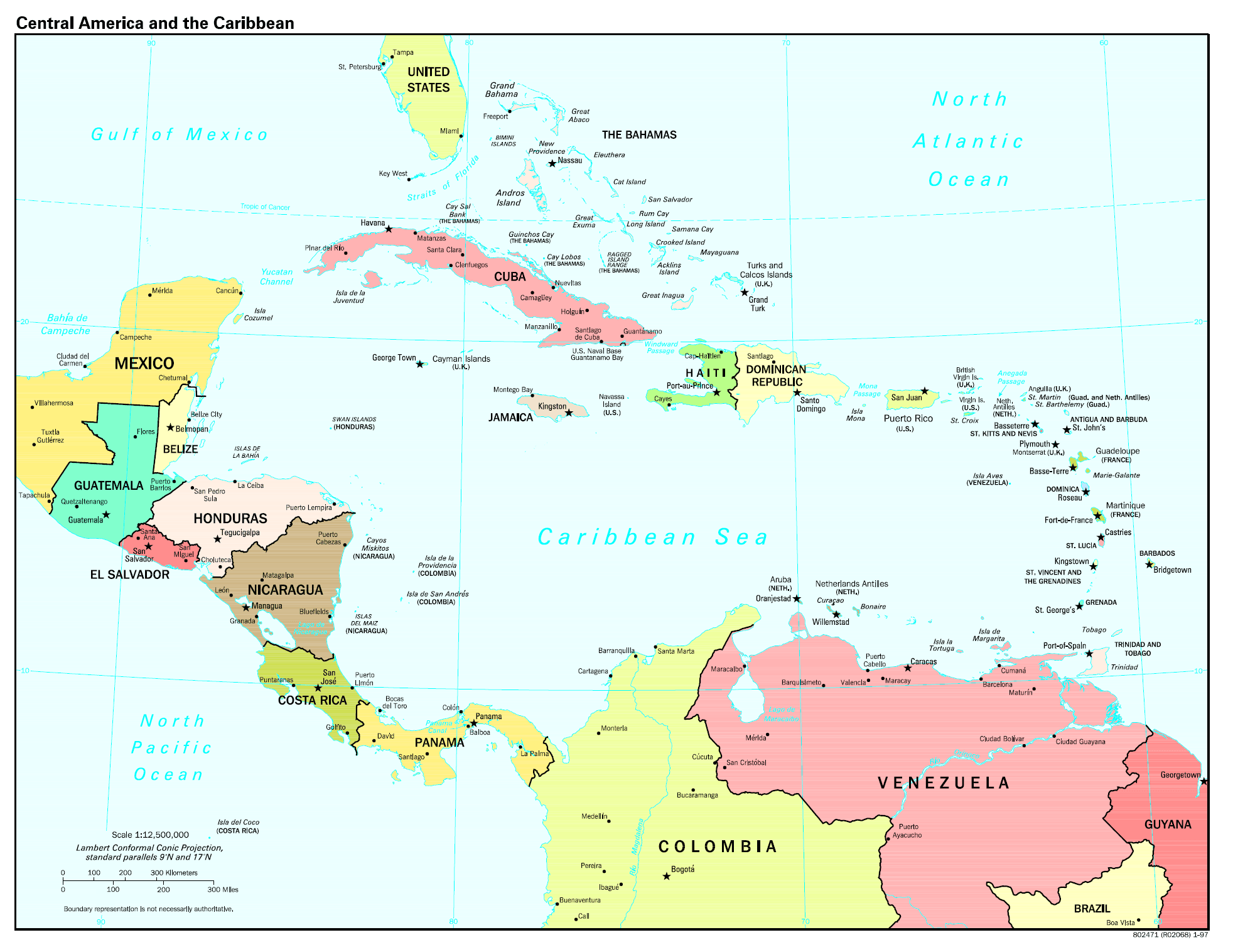 Political map of Central America