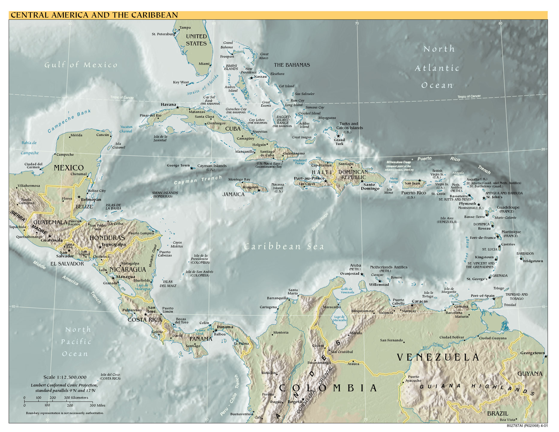Geographic map of Central America