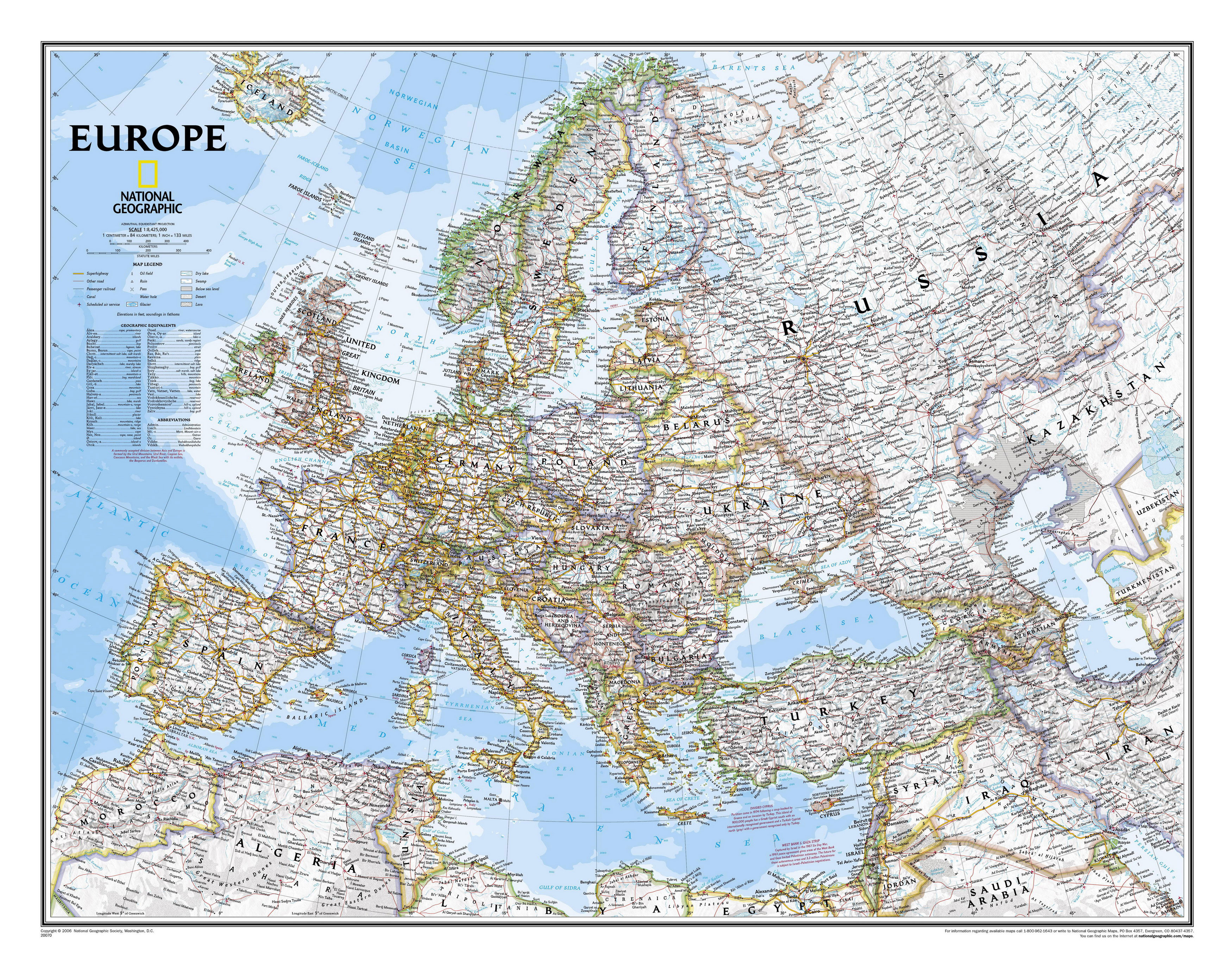 Map of countries in Europe