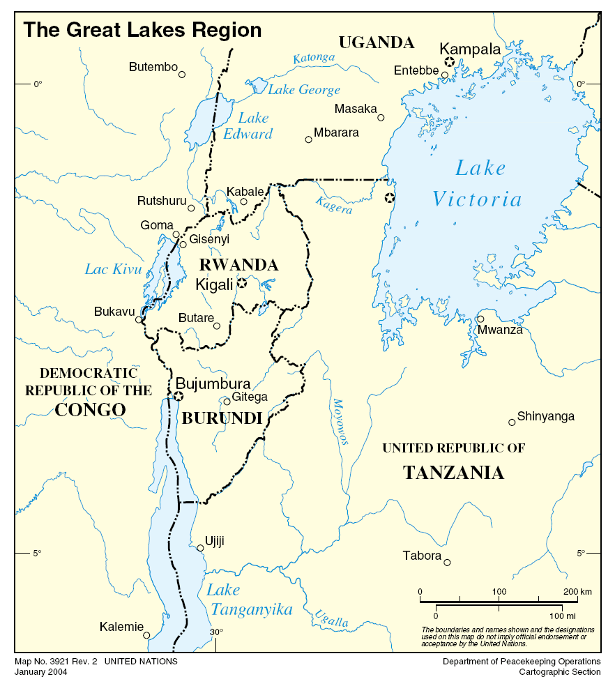 Map of lakes in Africa