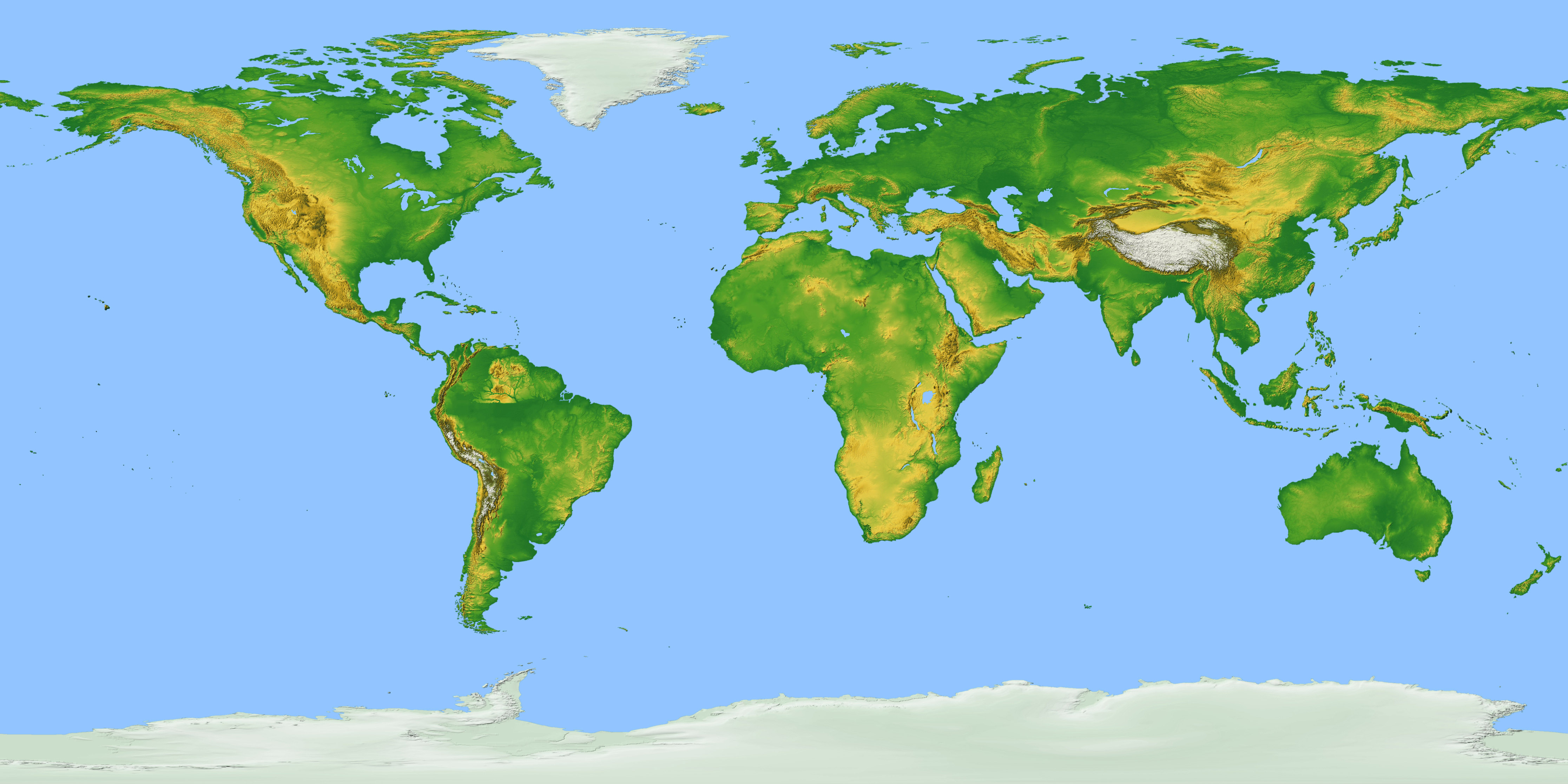 Relief map of the world