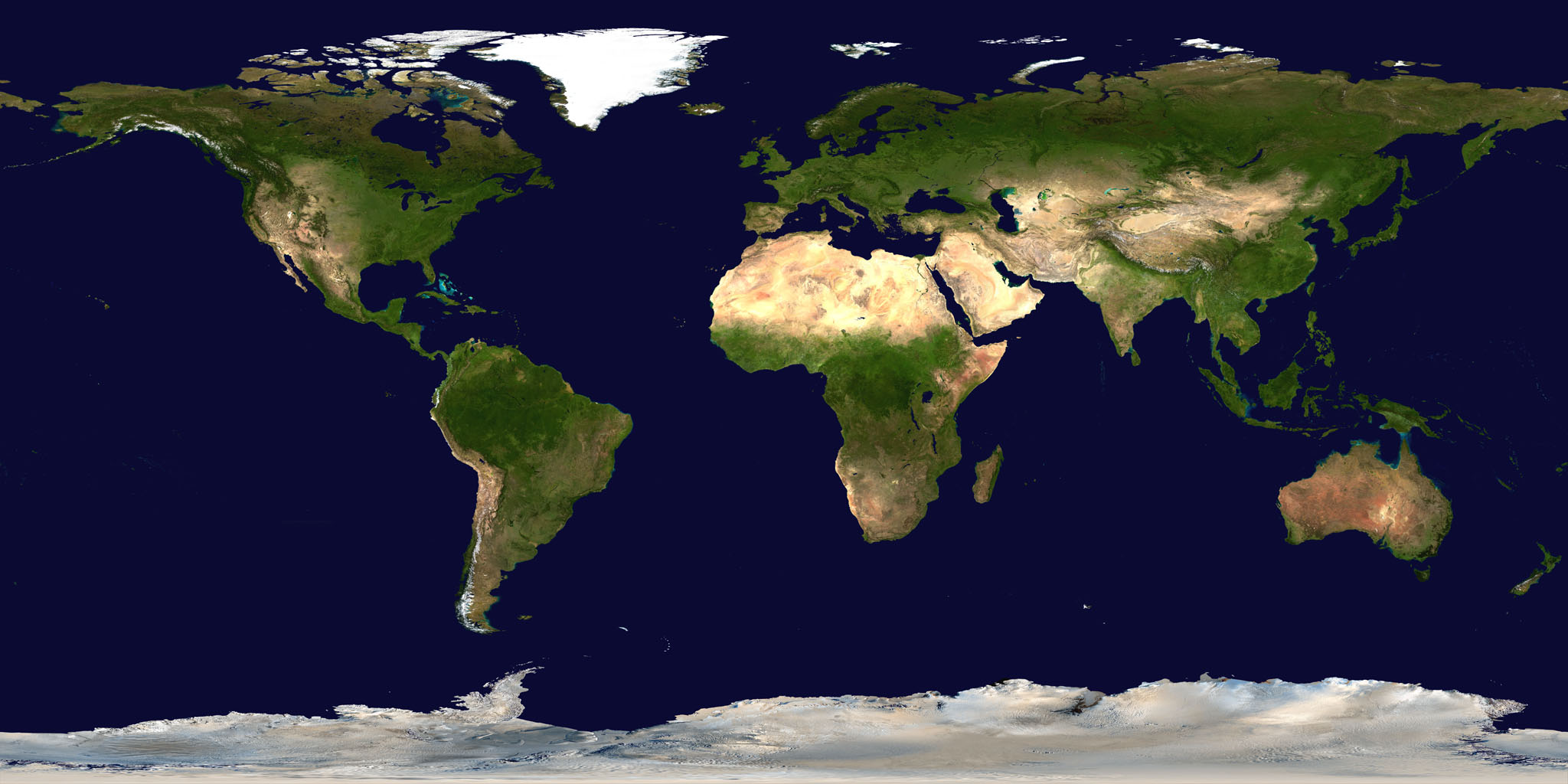Satellite map of the world (summer)