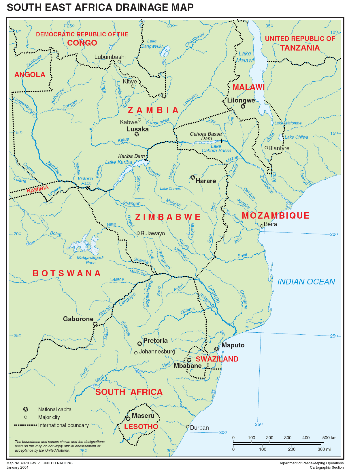 Map of Southeastern Africa