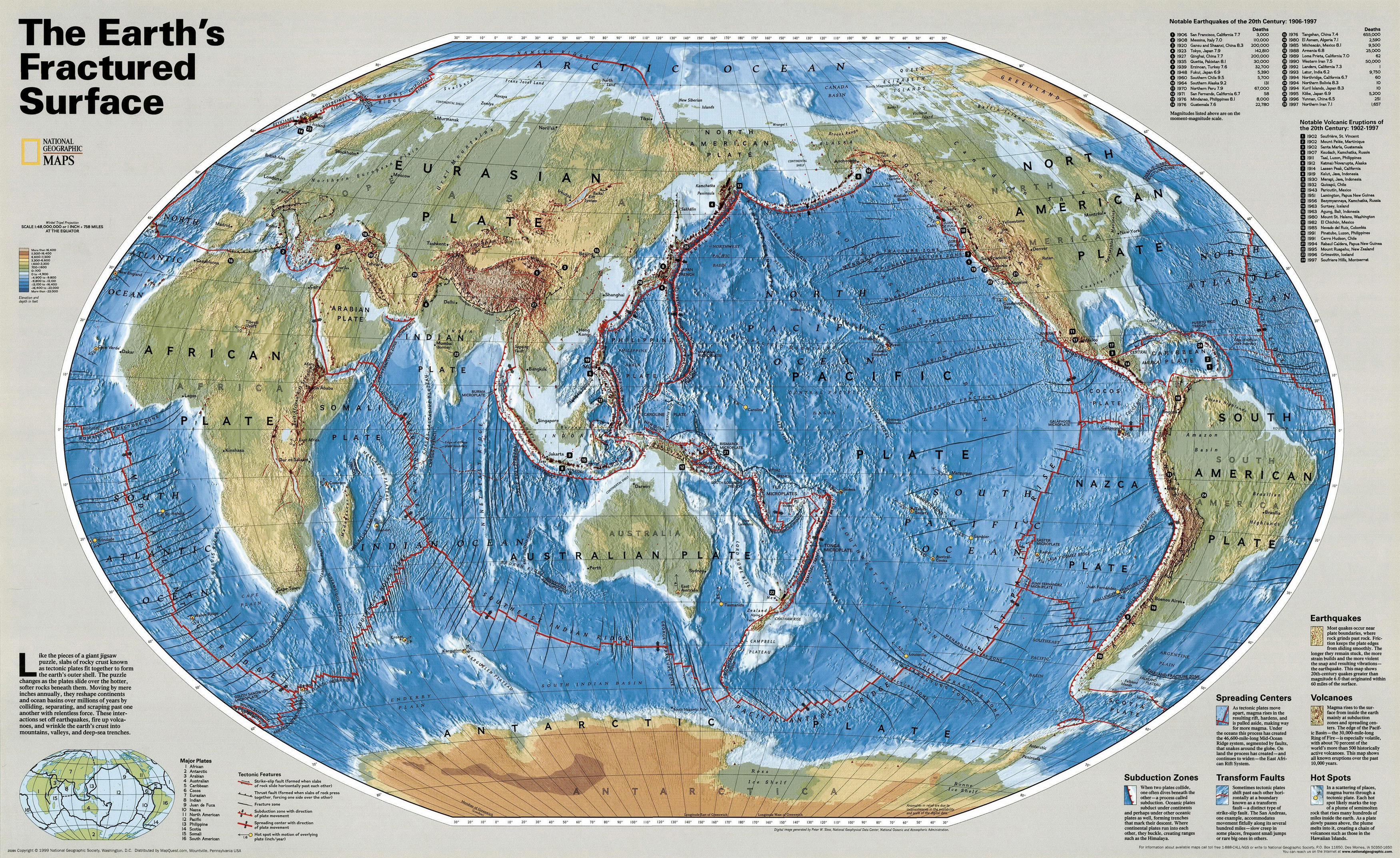 Map of fractured surface of the world