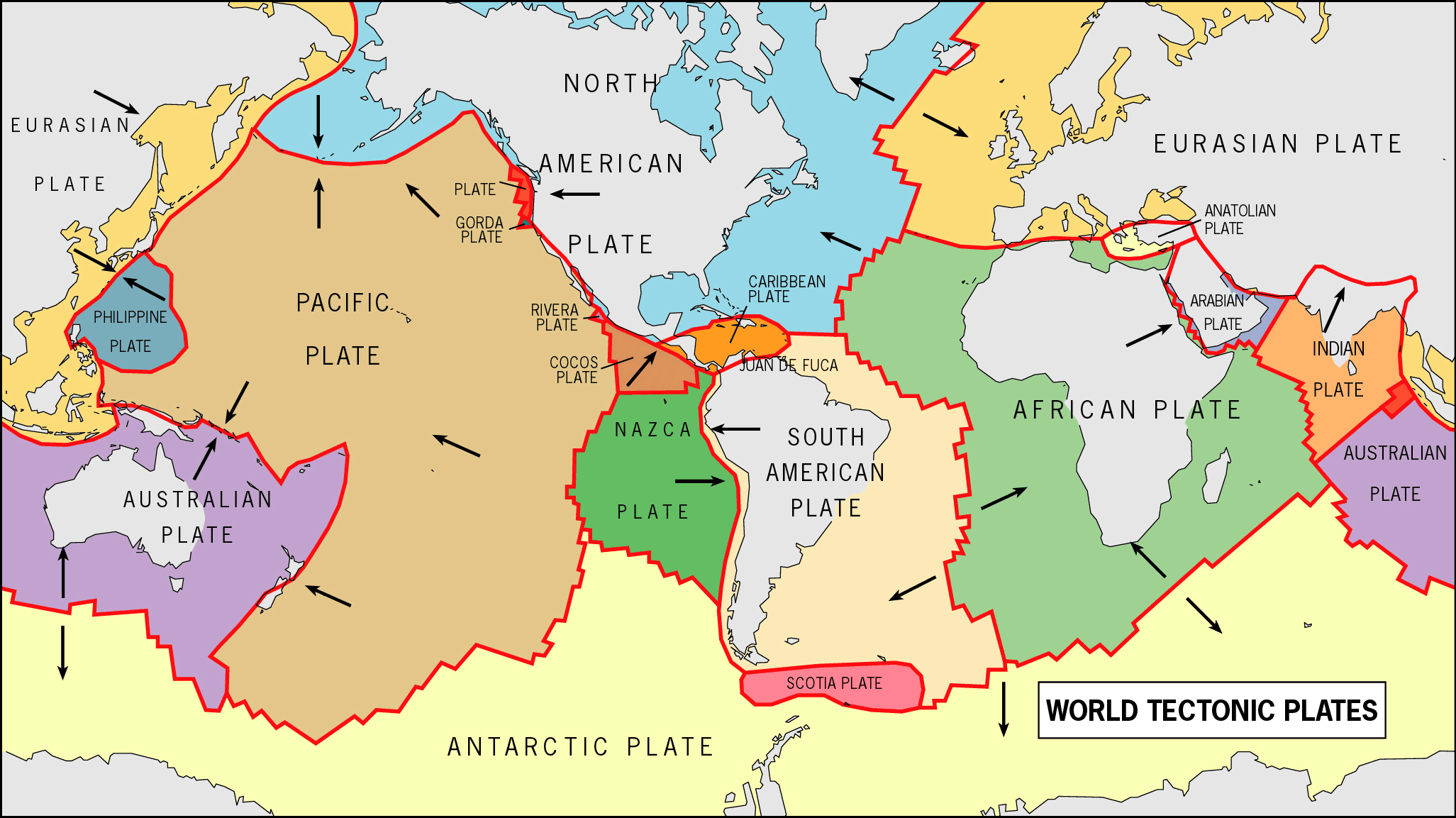 Map of world tectonic plates