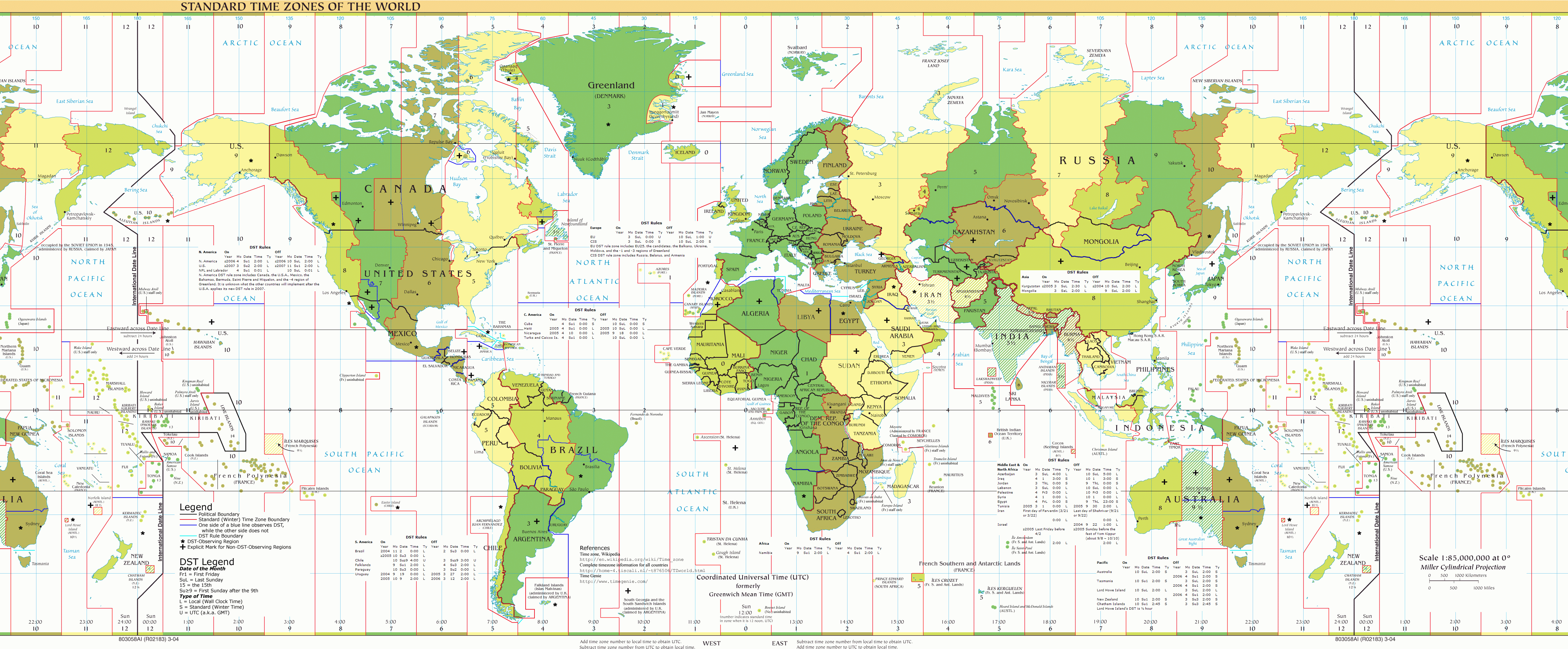 Map of time zones of the world (2009)