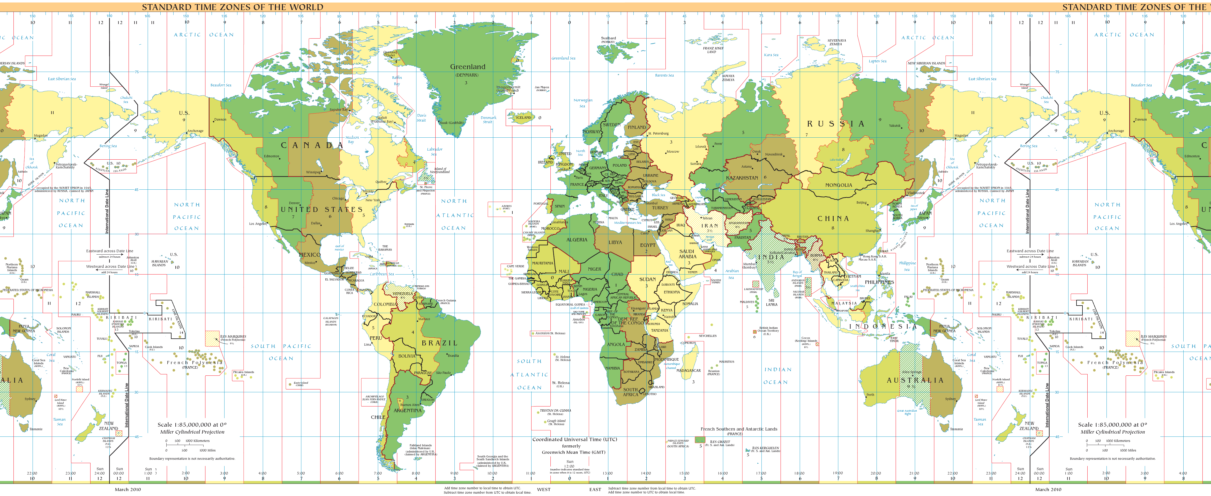 Map of time zones of the world