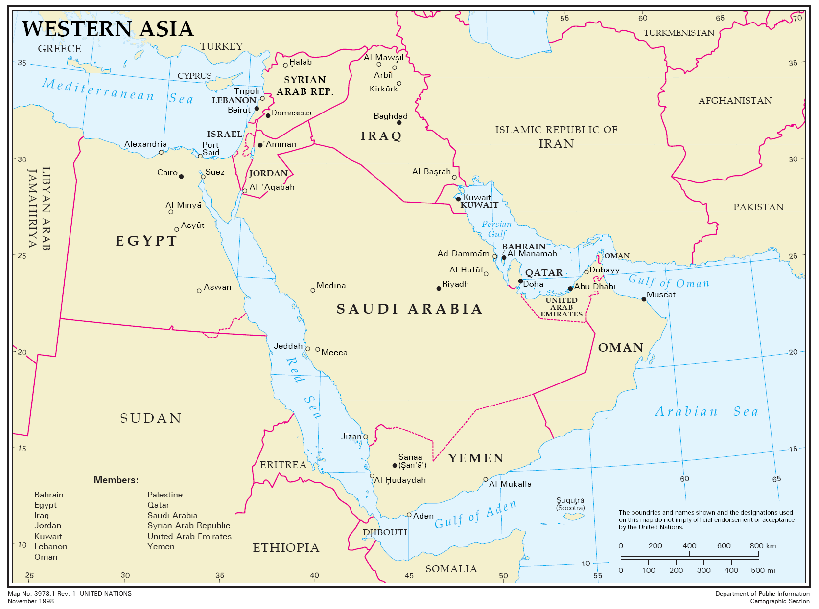 Map of Western Asia