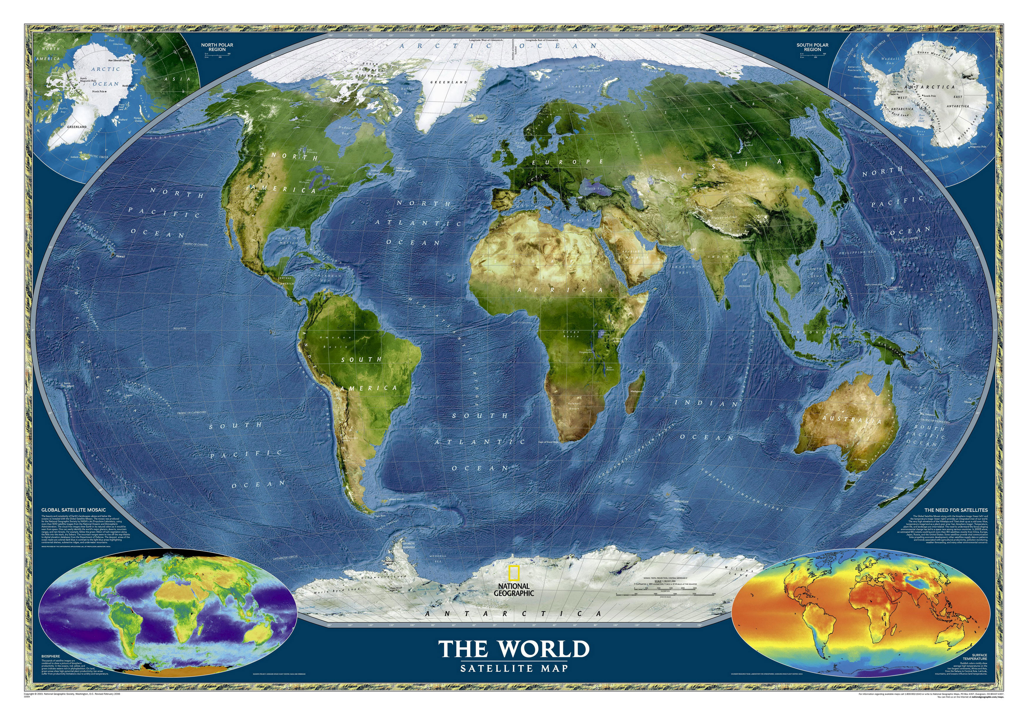 Satellite map of the world