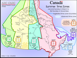 Map of time zones of Canada (summer time)