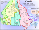 Map of time zones of Canada (standard time)