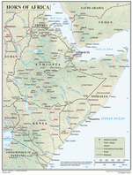 Map of topography of Eastern Africa