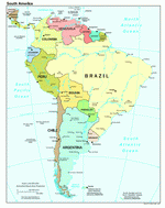 Political map of the South America