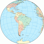 South America on the world map