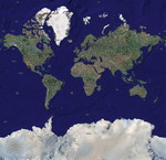 Satellite map of the world