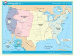Map of time zones of USA