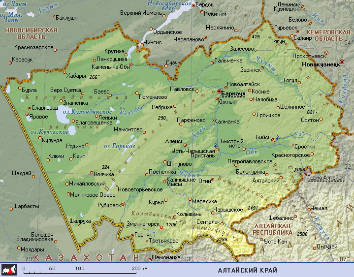 Map of Altai Krai