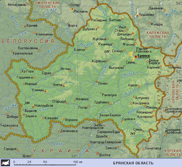 Map of Bryansk Oblast