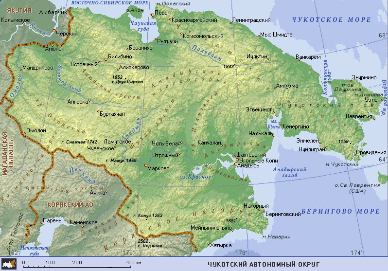 Map of Chukotka Autonomous Okrug