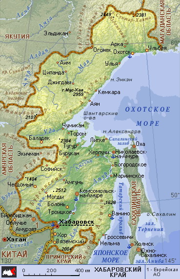 Map of Khabarovsk Krai