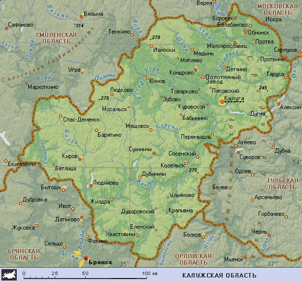 Map of Kaluga Oblast