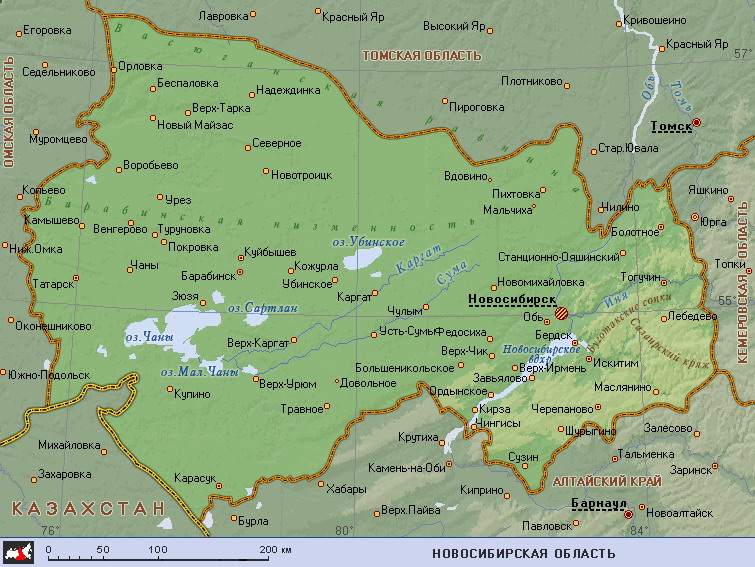 Map of Novosibirsk Oblast