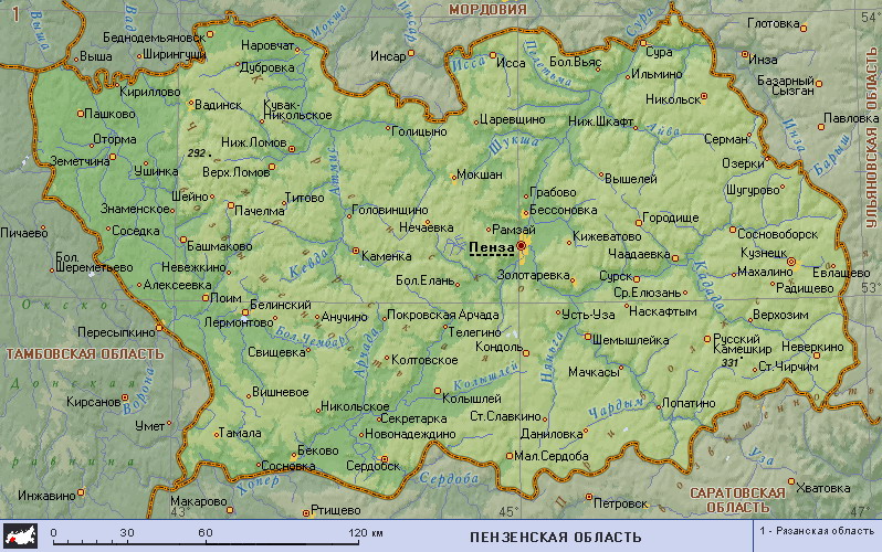 Map of Penza Oblast