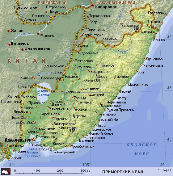 Map of Primorsky Krai