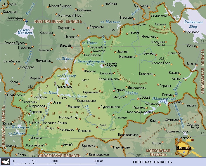 Map of Tver Oblast