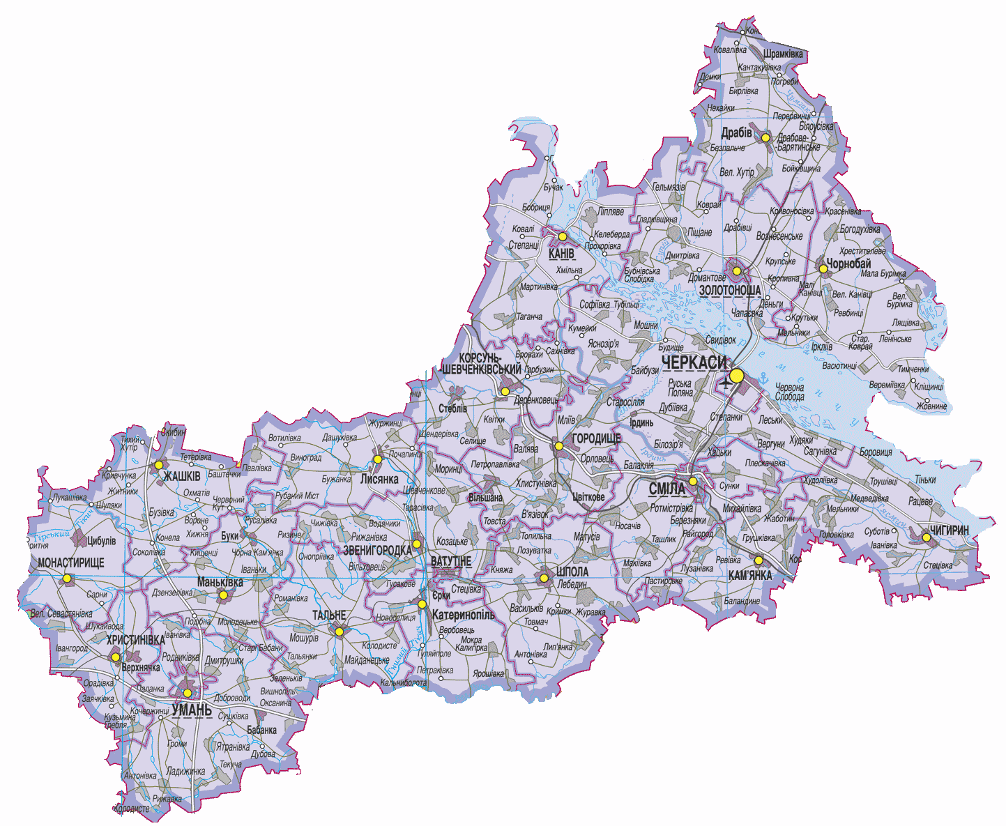 Map of Cherkasy Oblast