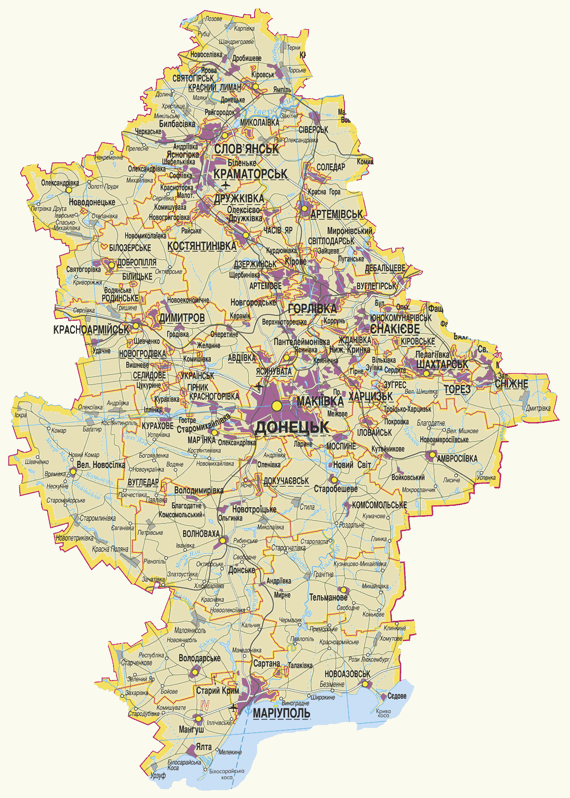 Map of Donetsk Oblast