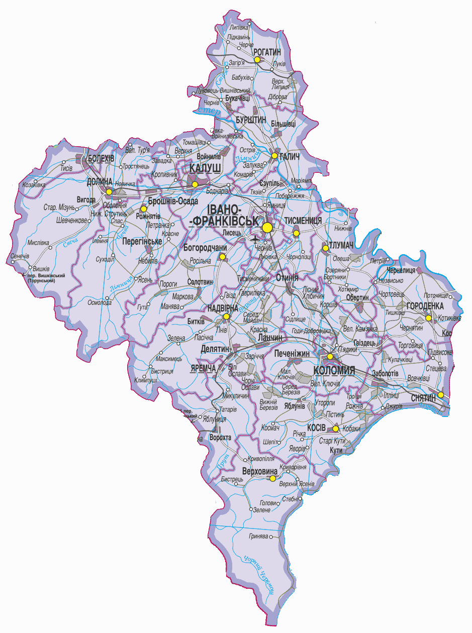 Map of Ivano-Frankivsk Oblast