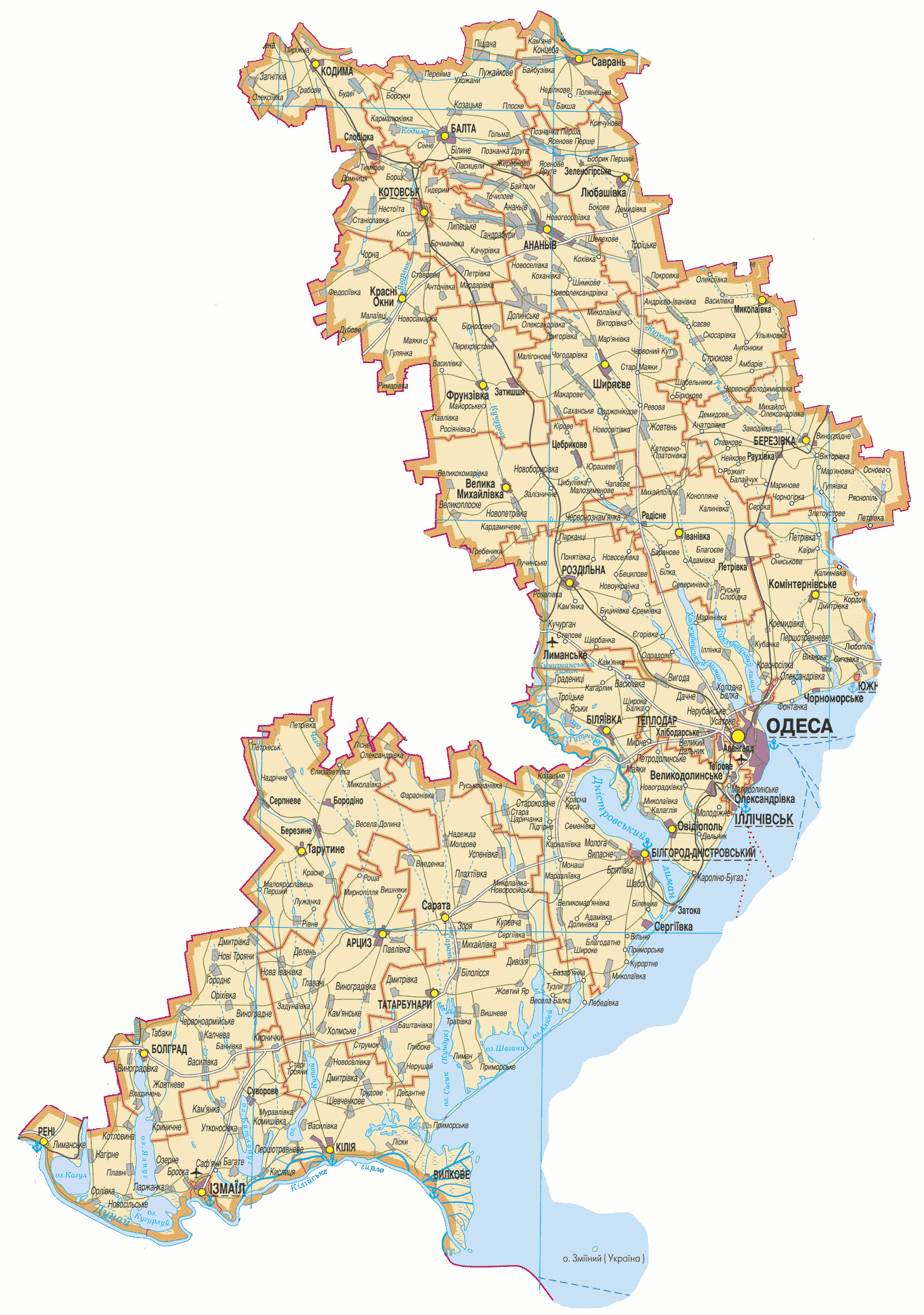 Map of Odessa Oblast. Maps of Ukraine regions — Planetolog.com