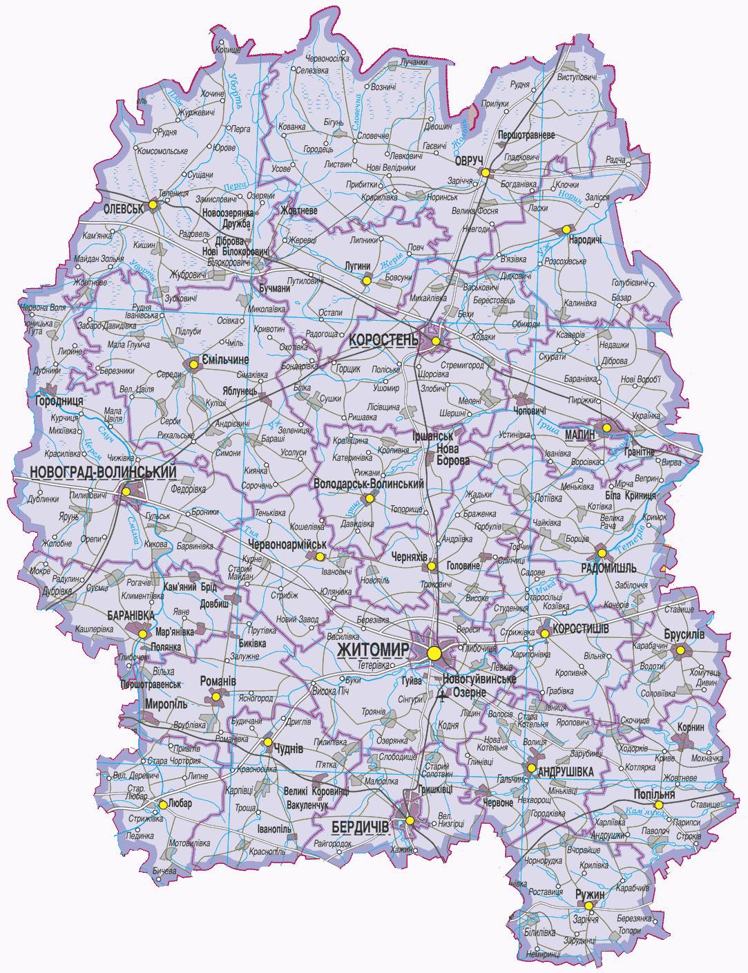 Map of Zhytomyr Oblast