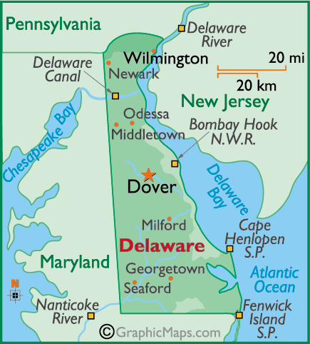 Map of Delaware
