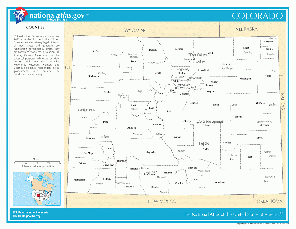 Map of counties of Colorado