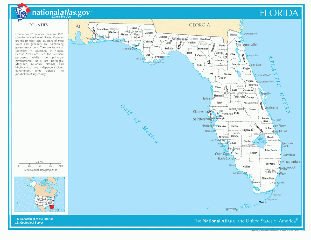 Map of counties of Florida