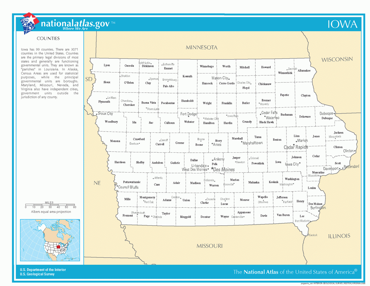 Map of counties of Iowa