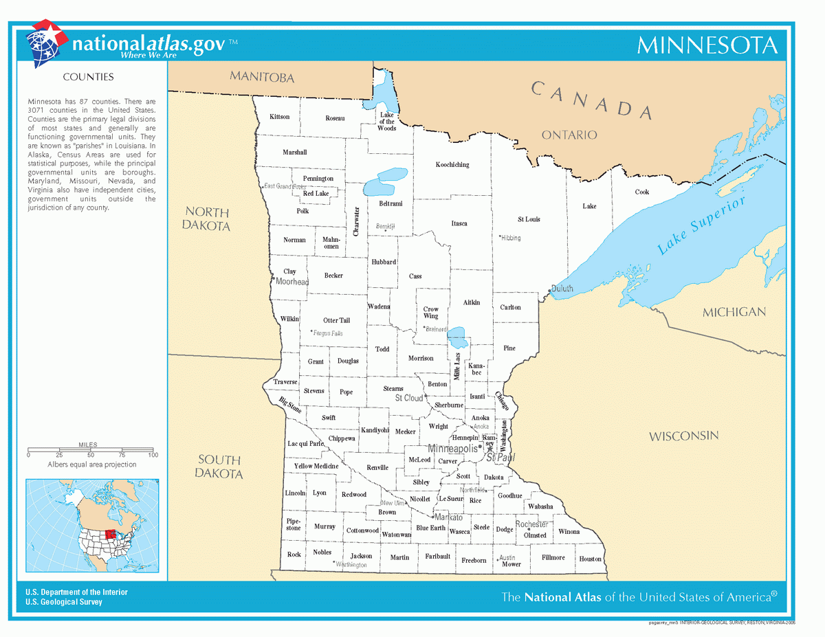 Map of counties of Minnesota