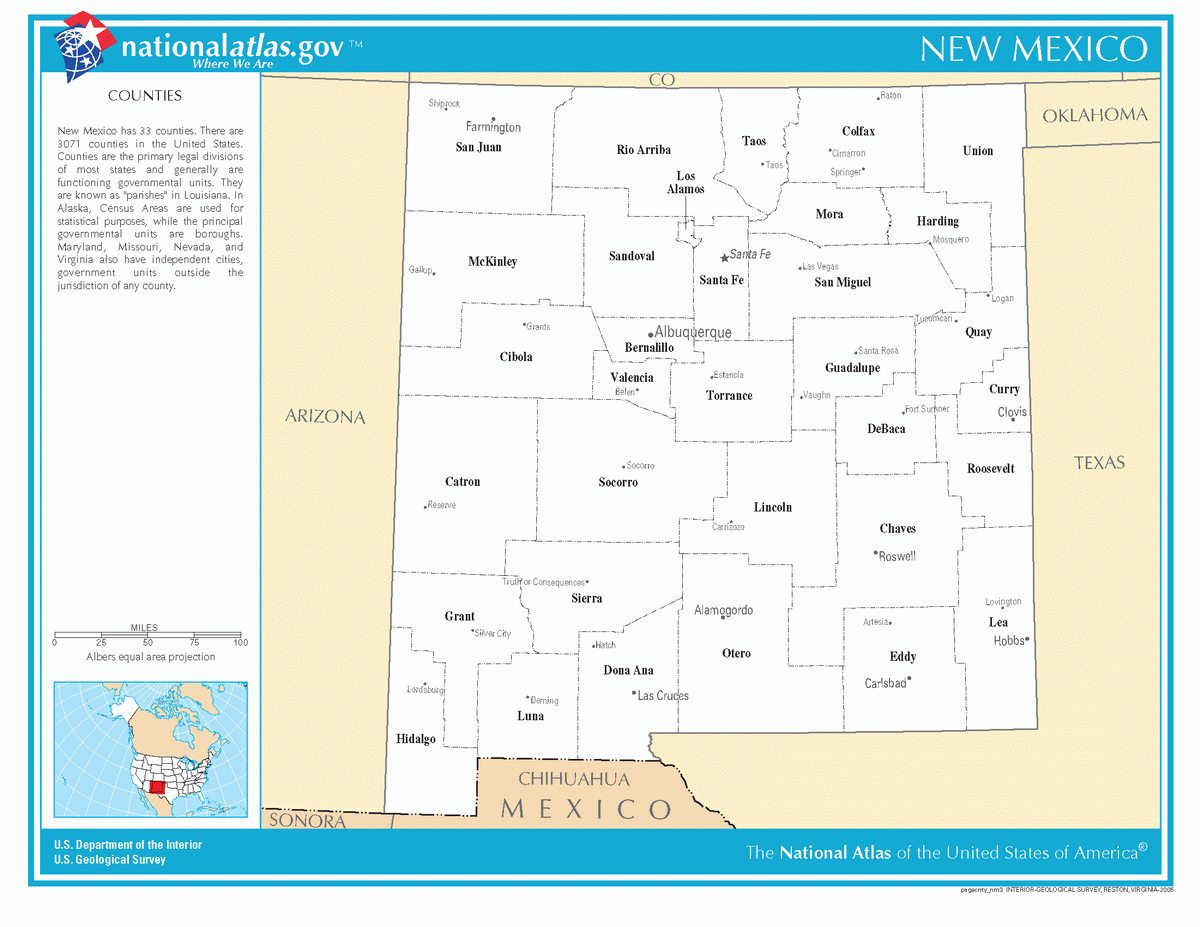 Map of counties of New Mexico