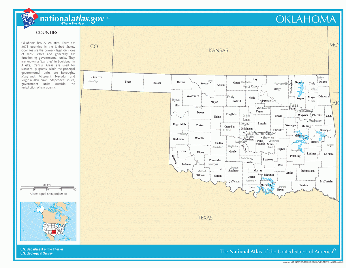 Map of counties of Oklahoma