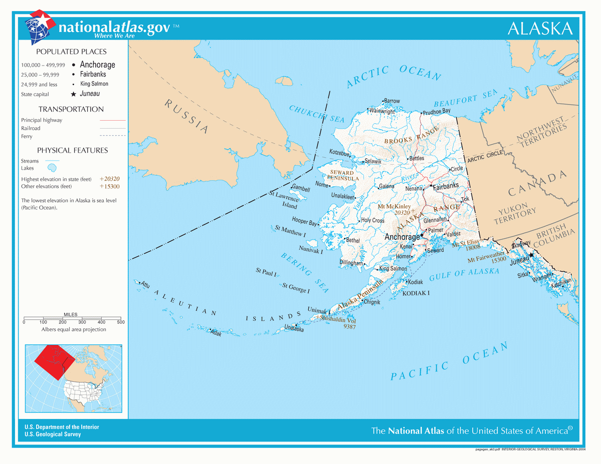 Map of roads of Alaska