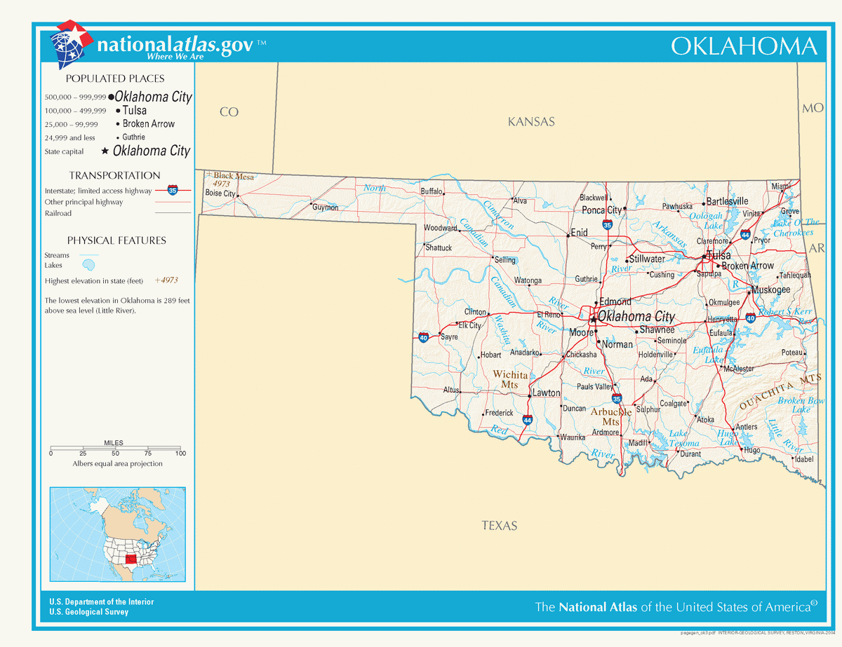 Map of roads of Oklahoma