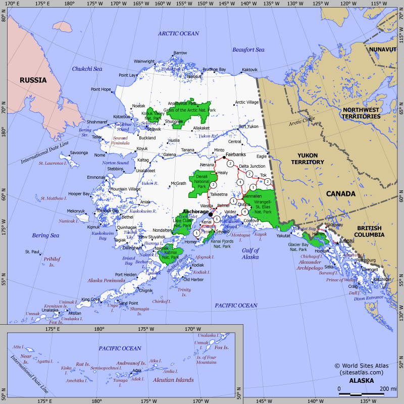 Map of Alaska state