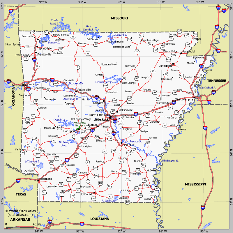 Map of Arkansas state