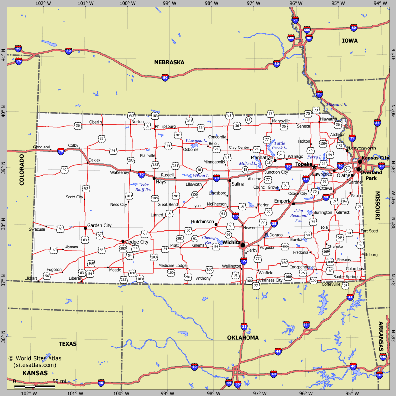 Map of Kansas state